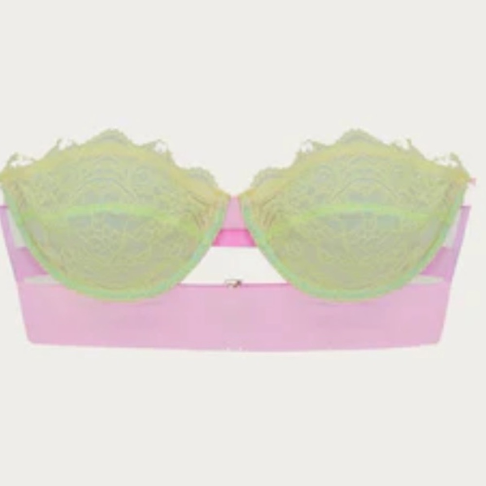 Dora Larsen Emelie Strapless Bra 32 new  without tags  pink yellow